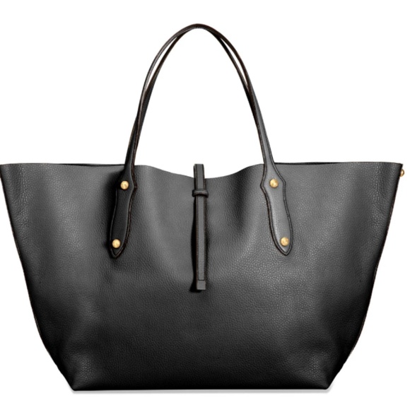 Annabel Ingall Black Leather Tote with Gold Accents - Picture 1 of 3